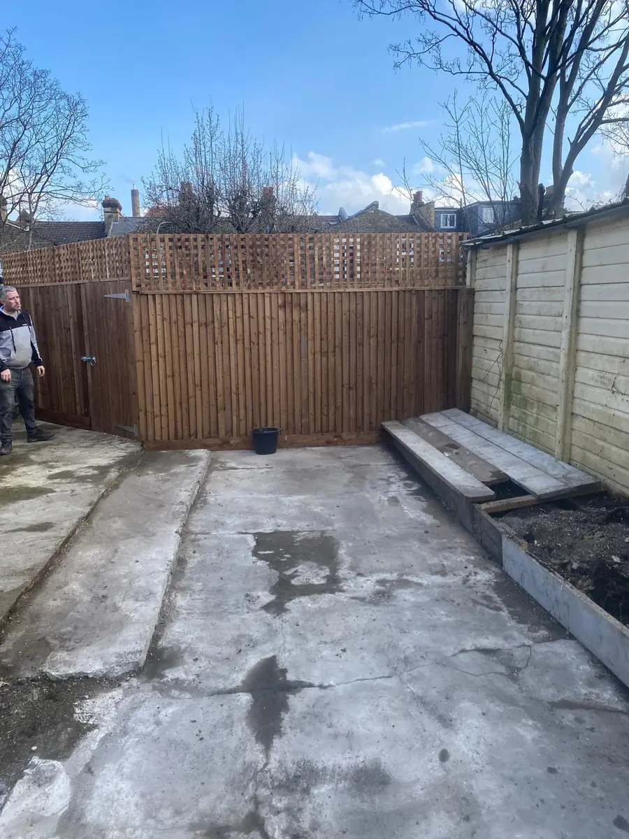 New fencing and sleeper edging to a yard