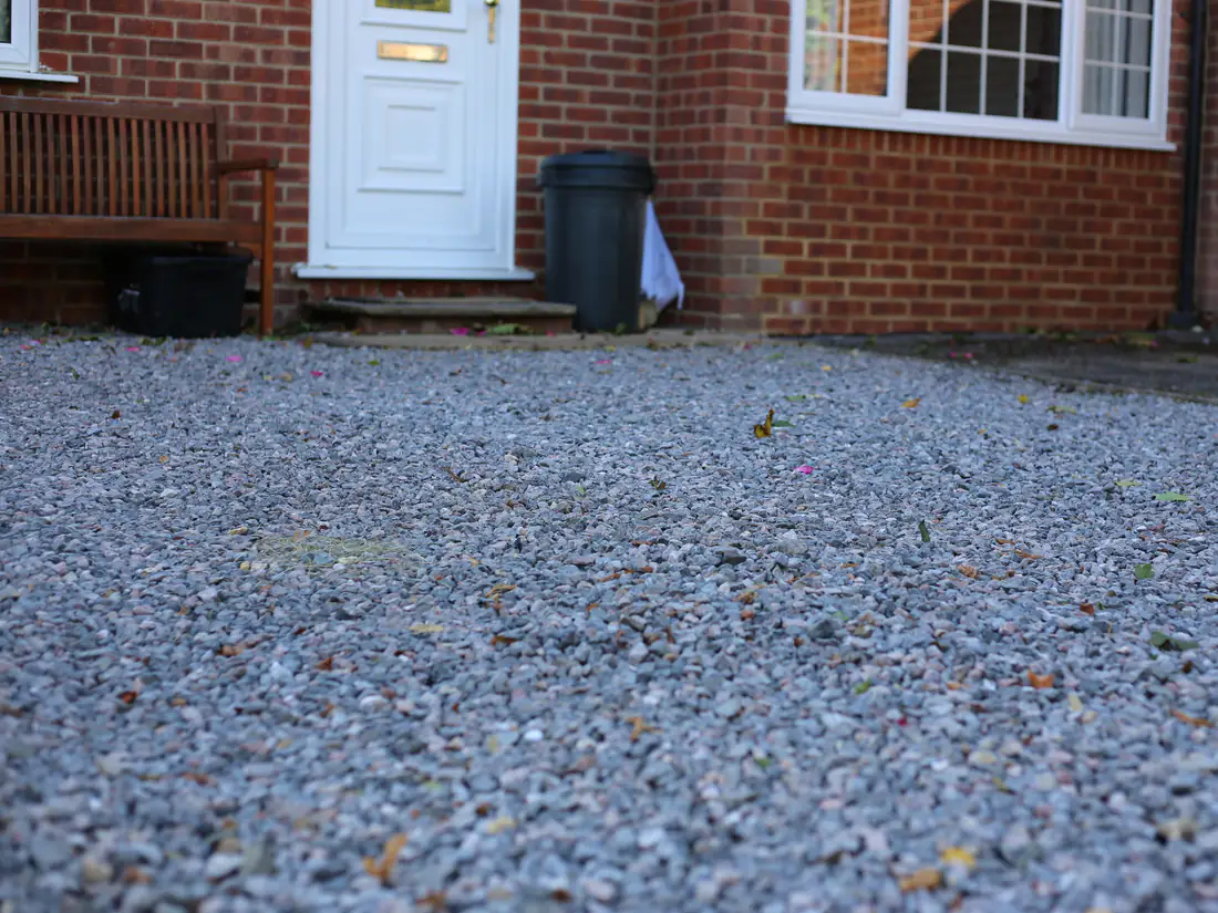 Gravel driveway with block edge